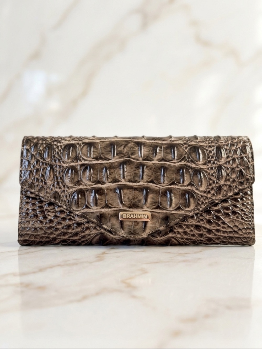Brahmin patent leather bag close-up